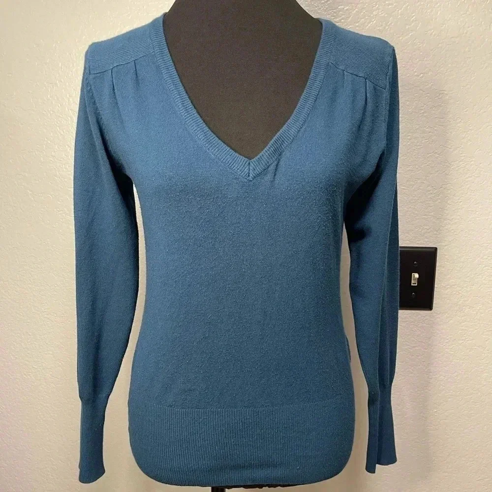 Forever 21 Dark Teal Vneck Sweater LARGE